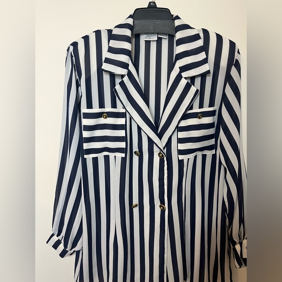 Jacolyn Smith Classic sheer vintage pinstripe blouse size 22W - Picture 4 of 6